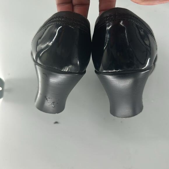 Clarks Mary Jane Wedges Black Patent Leather Size 9 - Picture 9 of 10
